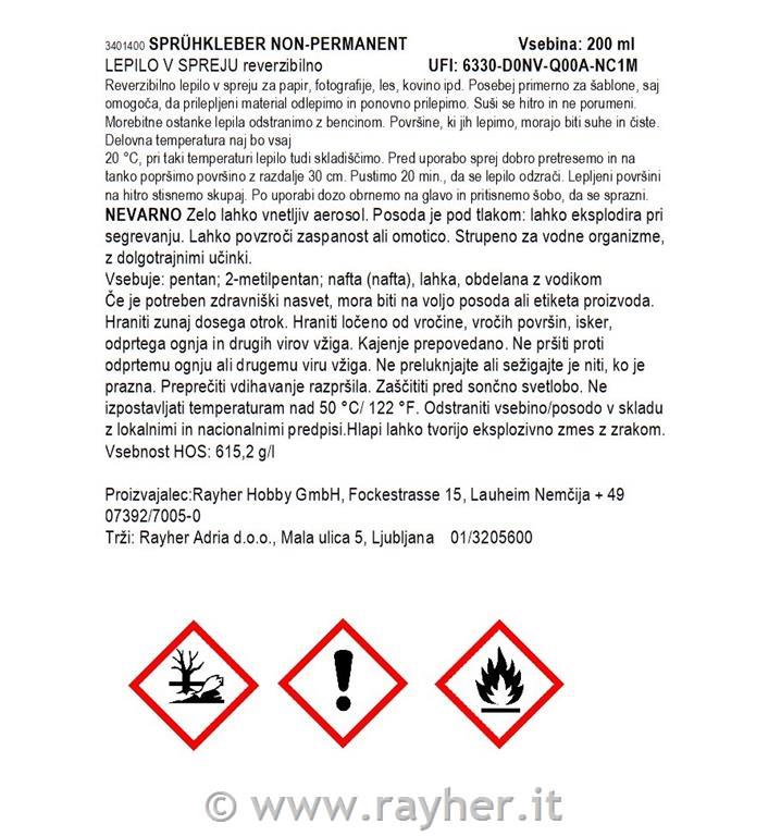 Glue spray, non-permanent, Box 200 ml