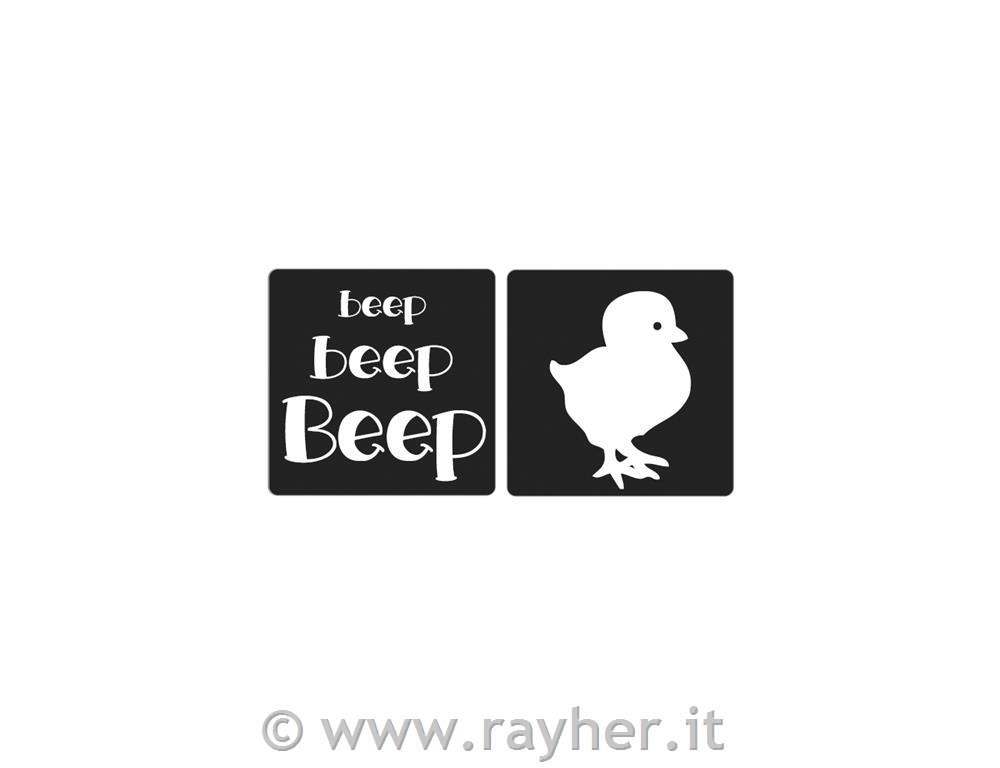 Labels Chick "beep beep beep", 2.5x2.5cm, tab-bag 2pcs