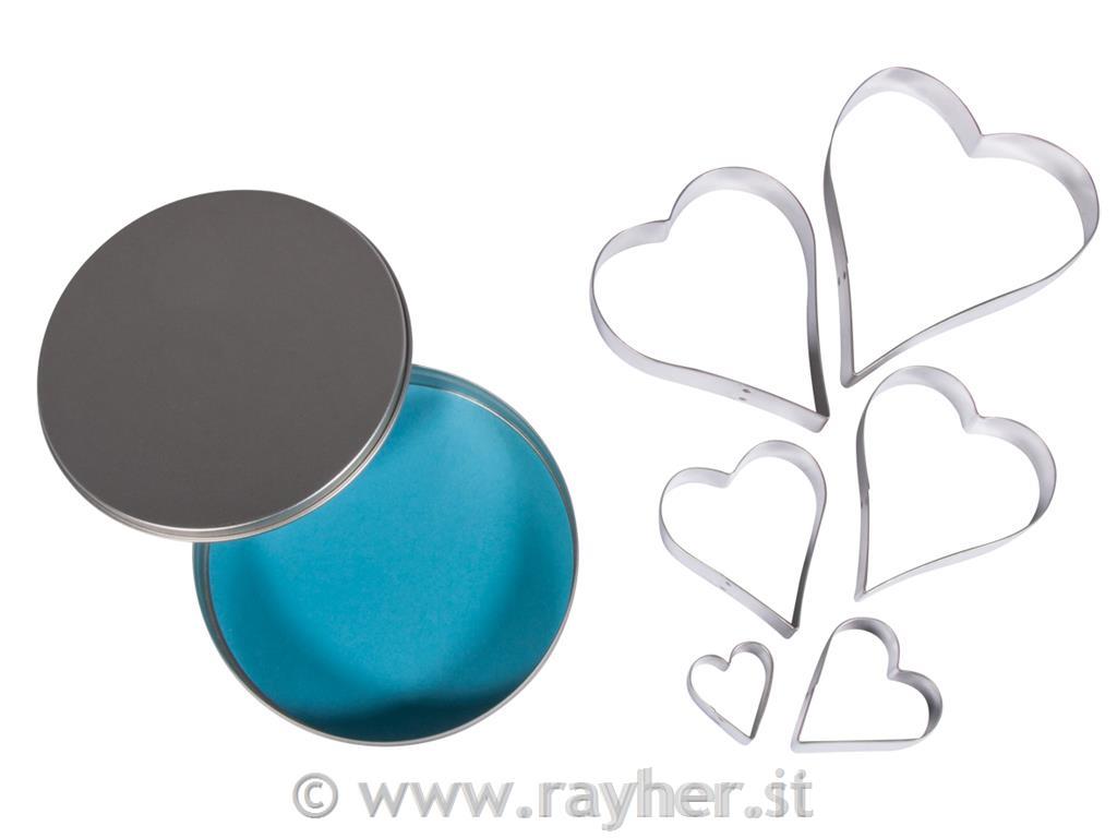 Heart-shaped cookie cutters f. deco, 3-10 cm, set 6pcs