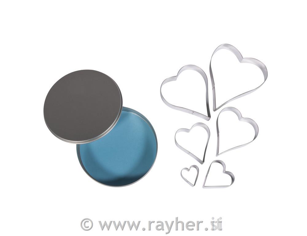 Heart-shaped cookie cutters f. deco, 3-10 cm, set 6pcs