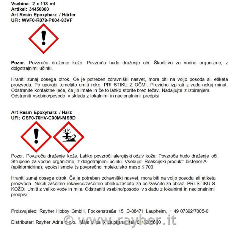 Art Resin resina epossidica, 2 x 118ml/4oz, bus.blister 2flaconi