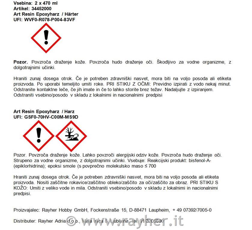 Art Resin resina epossidica, 2 x 470ml/4oz, bus.blister 2flaconi