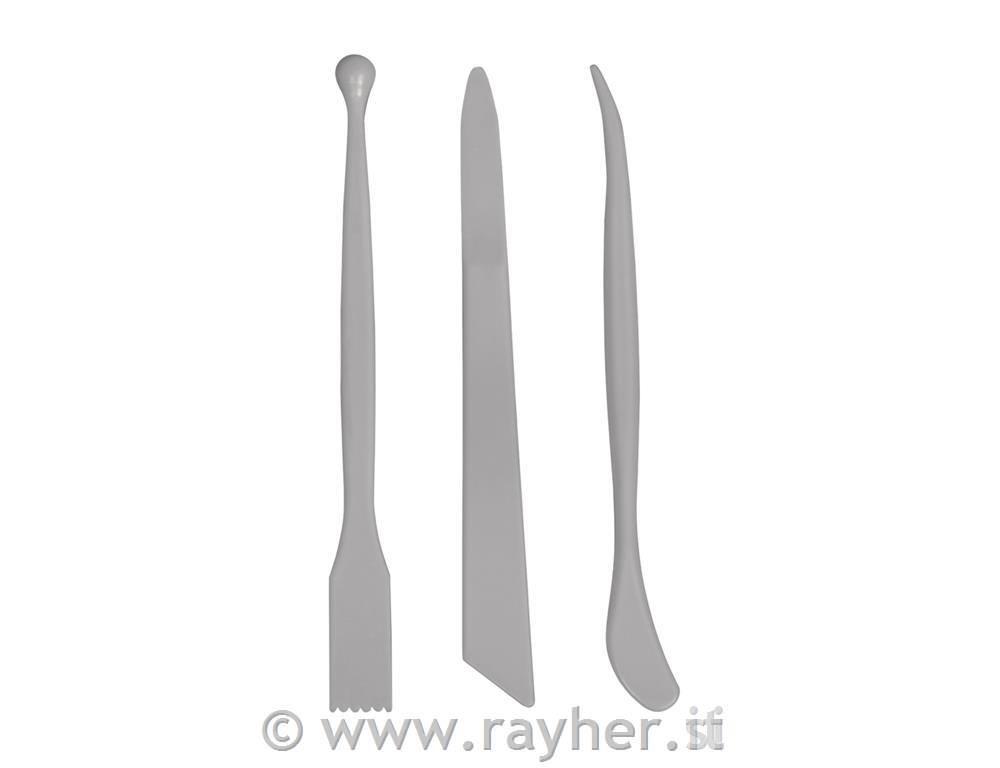 Attrezzi plastica per modellare, grigiopietra, 6 div. punte, bus.blis. 3pz