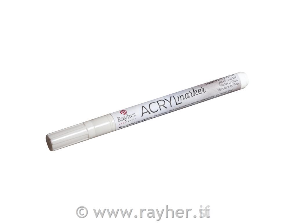 Flomaster akrilni, bel, 1-2 mm