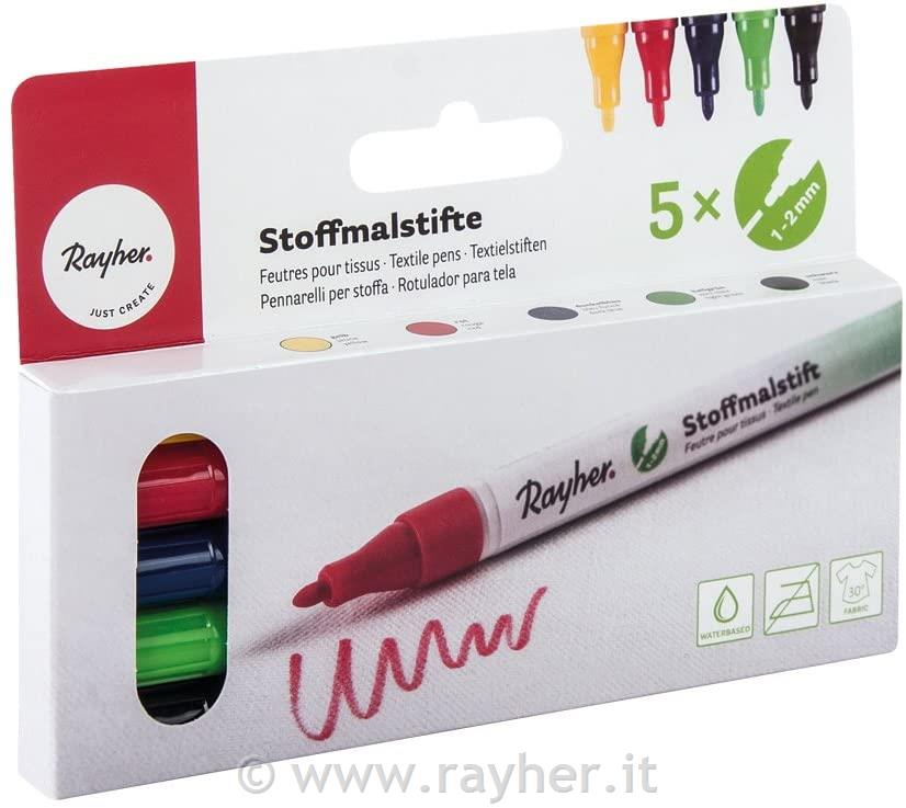 Set pennarelli tessuto, punta fineset 5pz