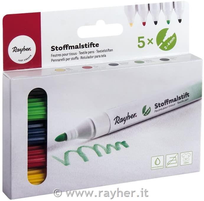 Set pennarelli tessuto, punta fineset 5pz