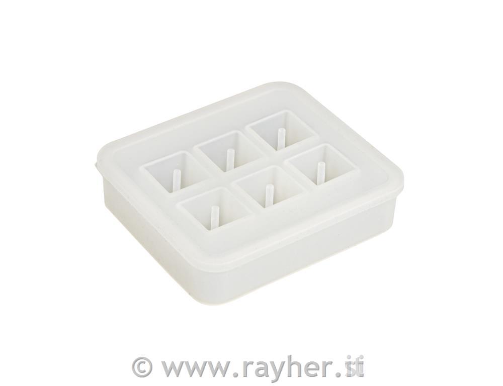 Stampo silicone dado, 6 forme: 16x16mm,bus.blis. 1pz