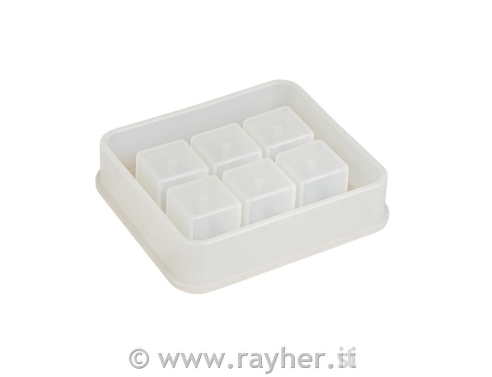 Stampo silicone dado, 6 forme: 16x16mm,bus.blis. 1pz