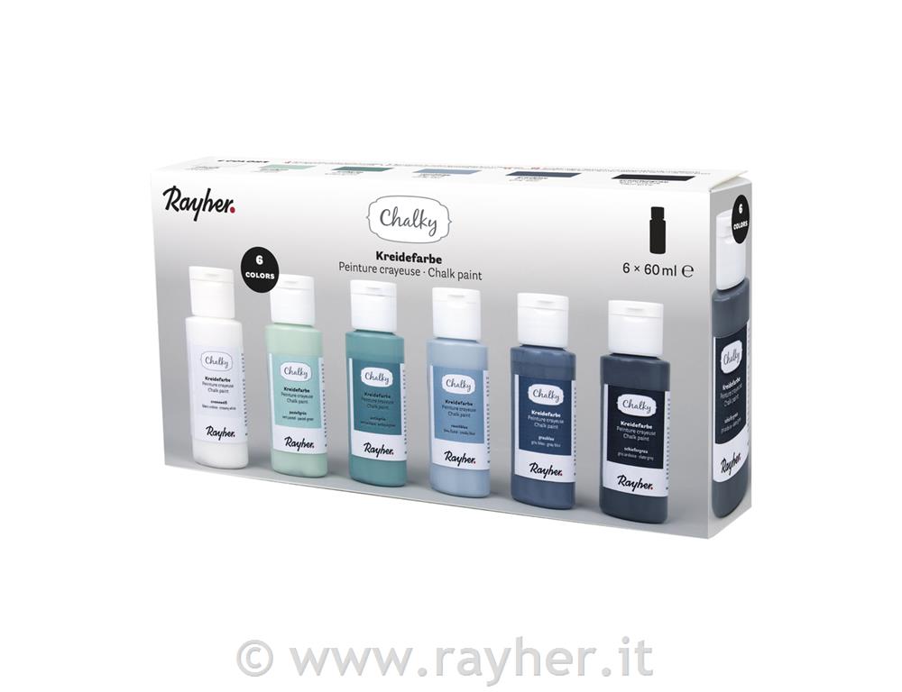 Kredne barve Chalky set 6x60 ml, modri set