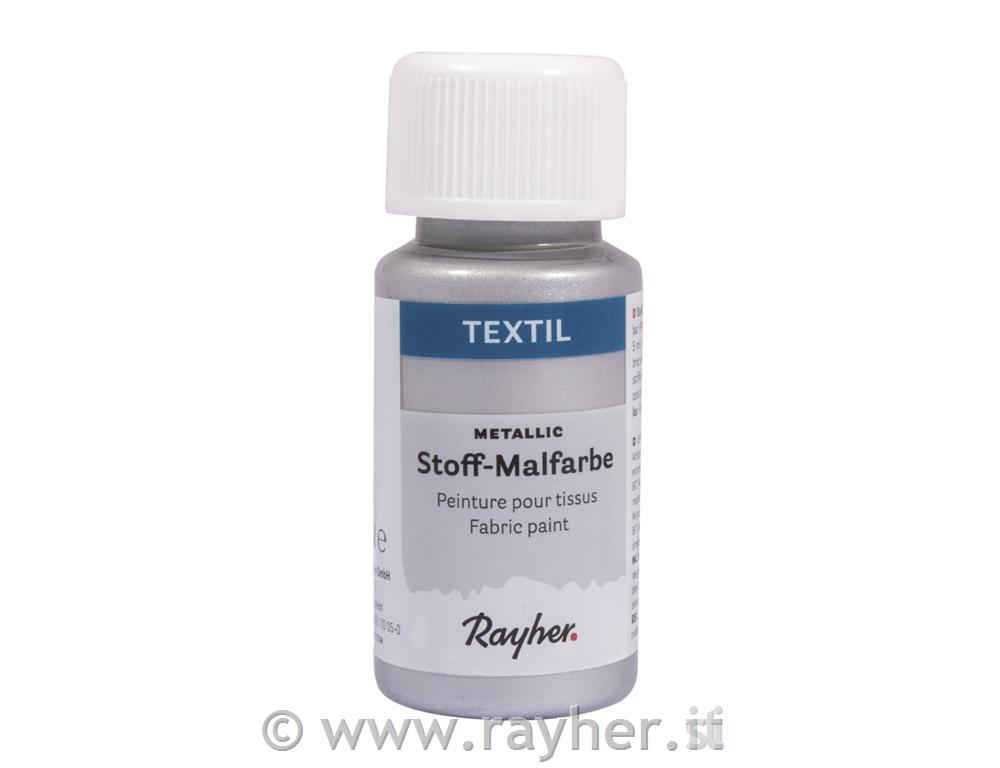 Colore per tessuti metallizzato, argento, 50ml