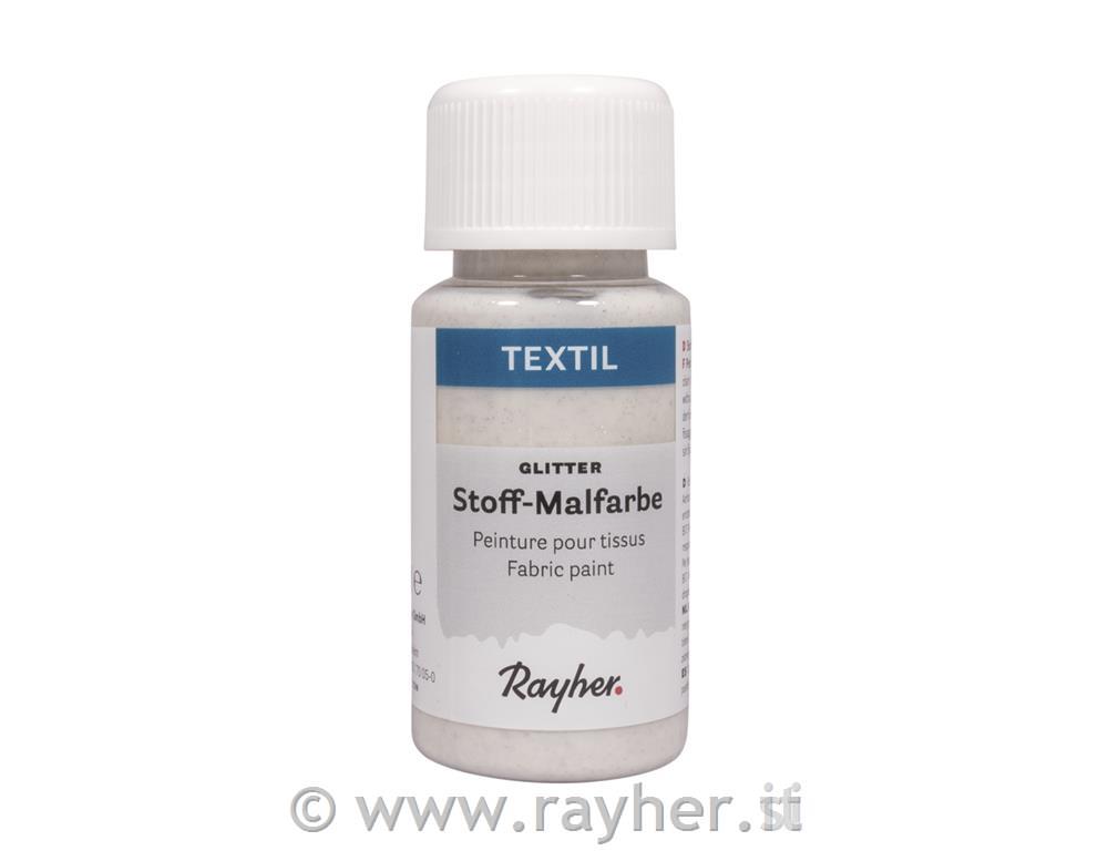 Colore per tessuti con glitter, argento,50ml