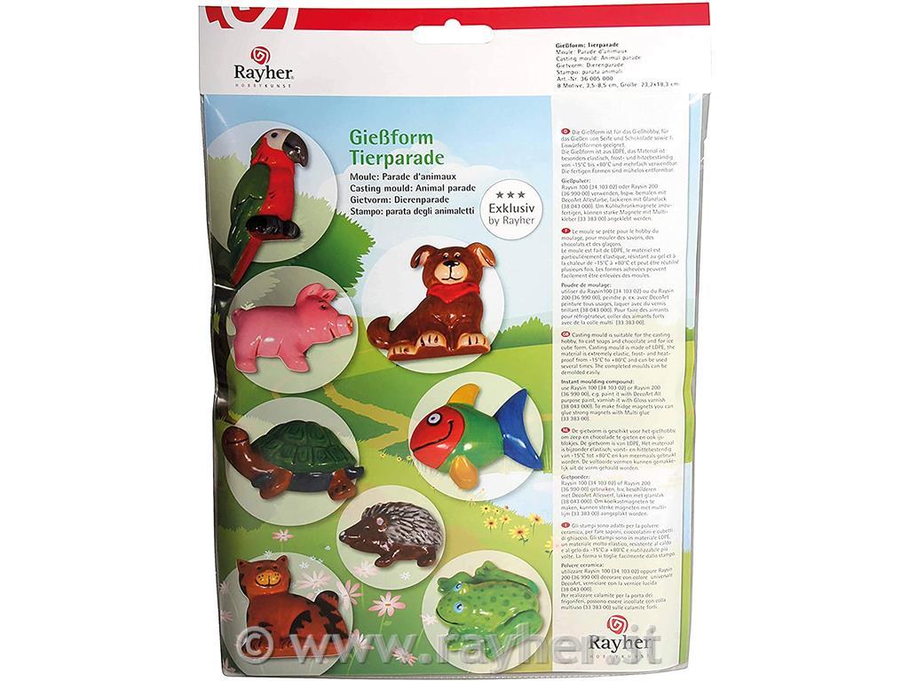 Stampo: parata animali8 motivi, 3-8.5cm, mis: 23,2x18,3cm