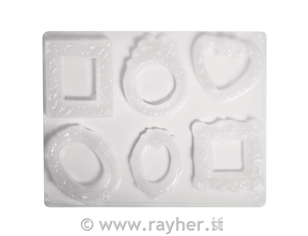 Stampo: cornici6 motivi, 6,5-8cm, mis: 23,2x18,3cm