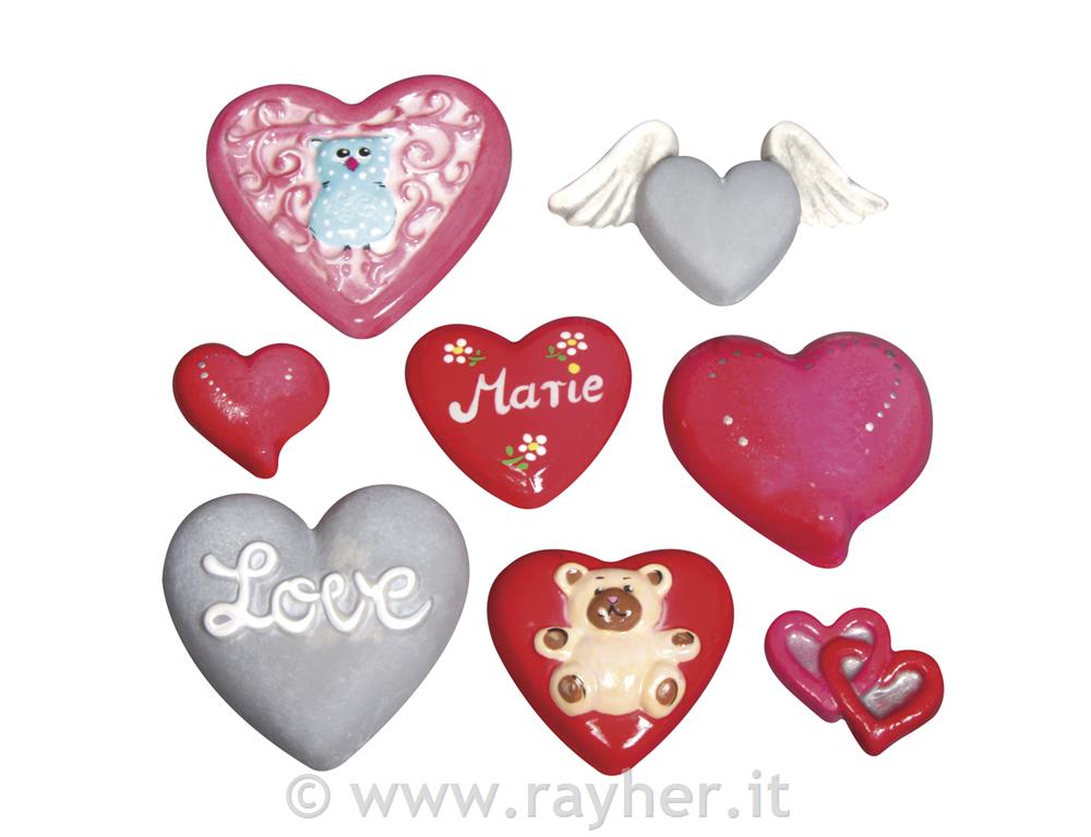 Stampino cuori8 motivi, 3,5-7cm, misura 23,2x18,3cm