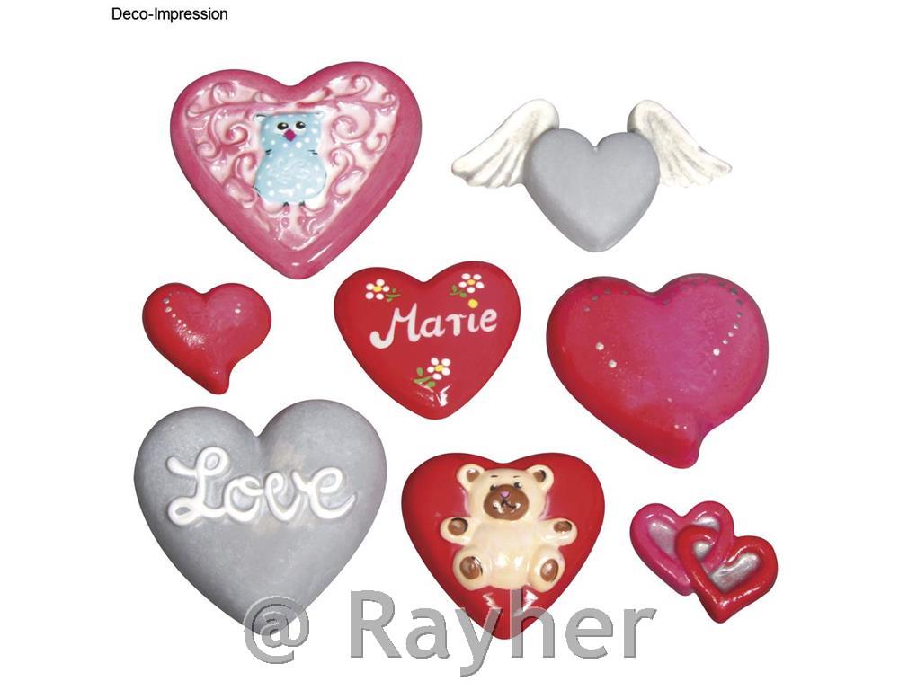 Casting mould: hearts, 8 motives, 3.5-7c