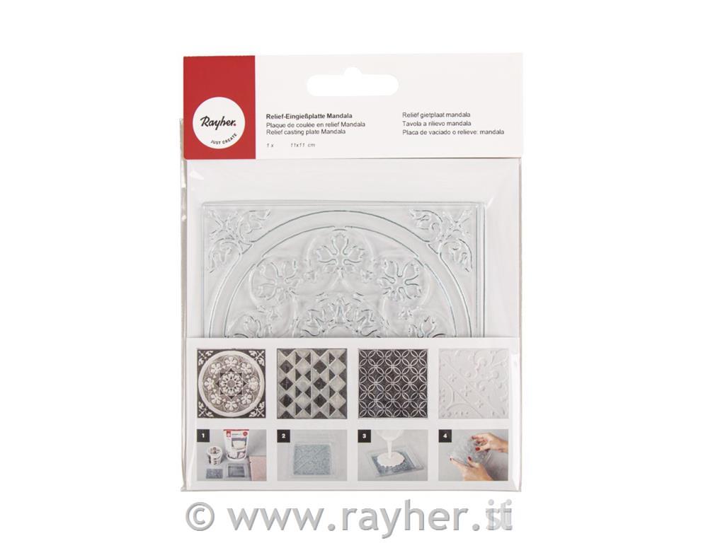 Relief casting plate Mandala, 11x11cm, tab-bag 1pc