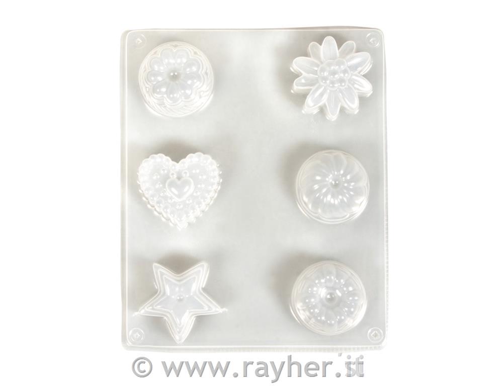 Stampo: Petit Fours, 4-4,5cm o, 6 motivi, bus.blis. 1pz