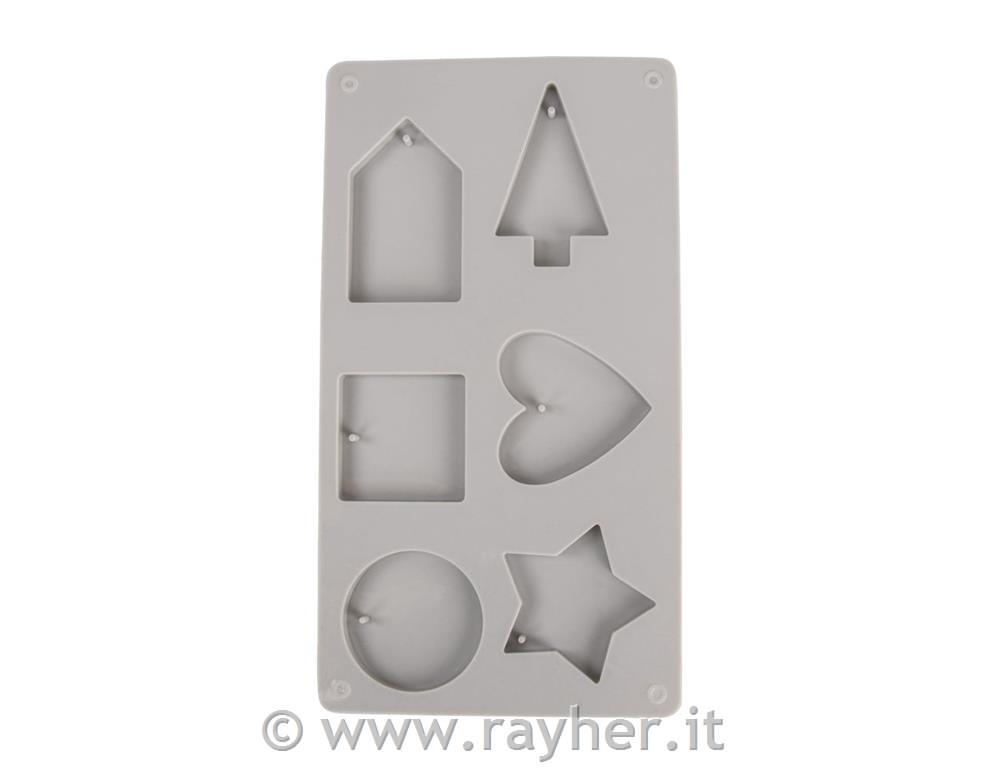 Silicone casting mould Decorative shapes14.5x26x1cm, 6 forms, box 1pc