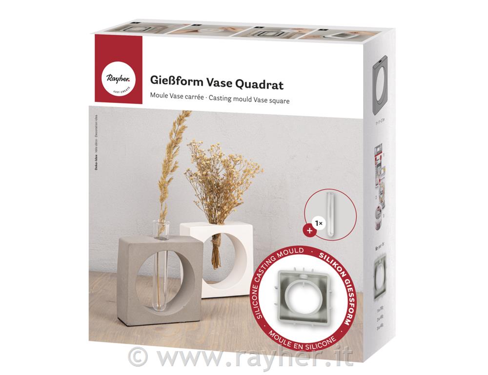 Silicone mould Vase, square with circle,11x3.7x11cm, f. test tube and candle