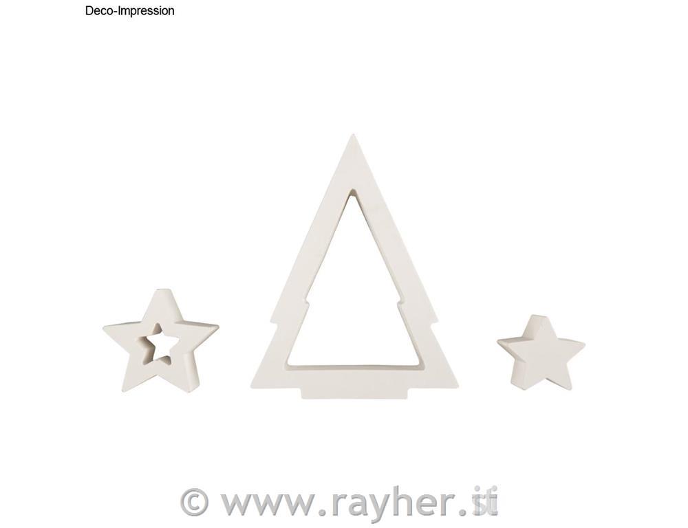 Silikonski kalup za svečke Smreka in zvezde, 14,5 x 26 x 4 cm, 3 motivi