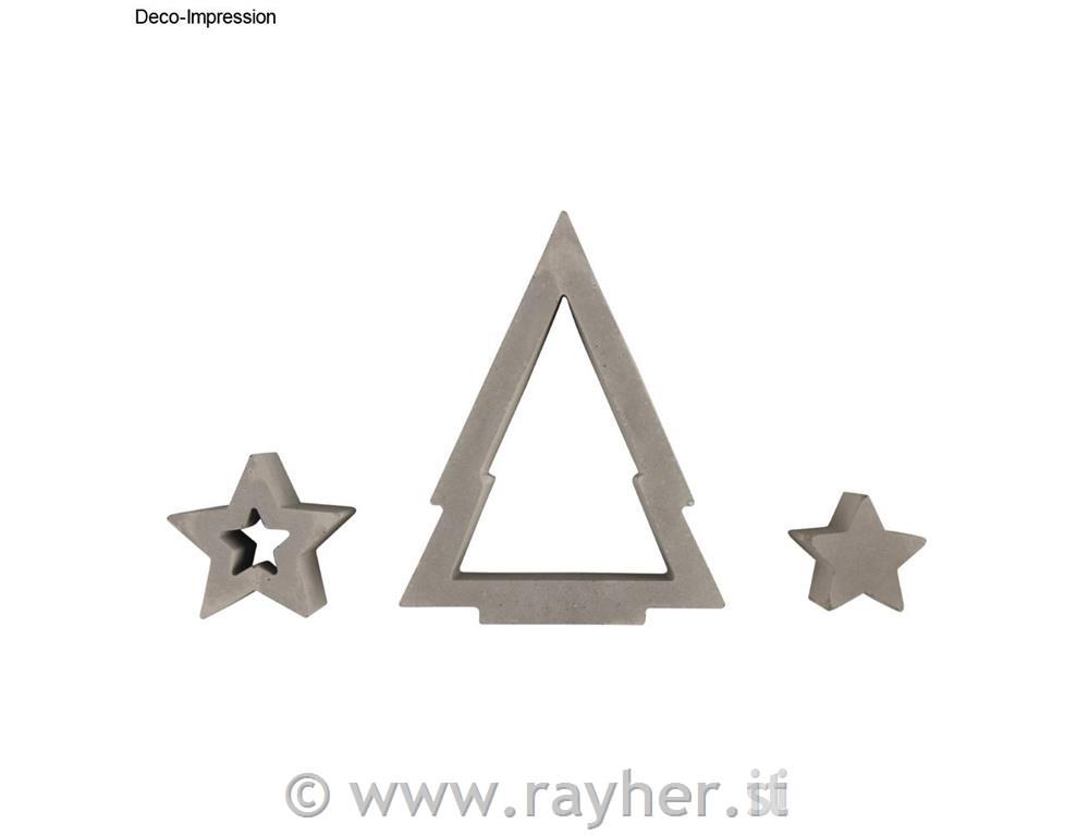 Silikonski kalup za svečke Smreka in zvezde, 14,5 x 26 x 4 cm, 3 motivi