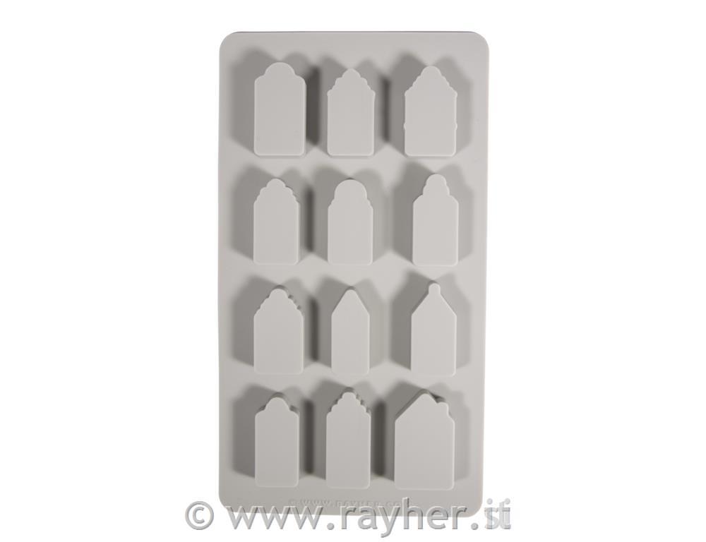 Silicone mould Mini nordic houses, 14.5x26x1.5cm, 12 shapes, box 1pc