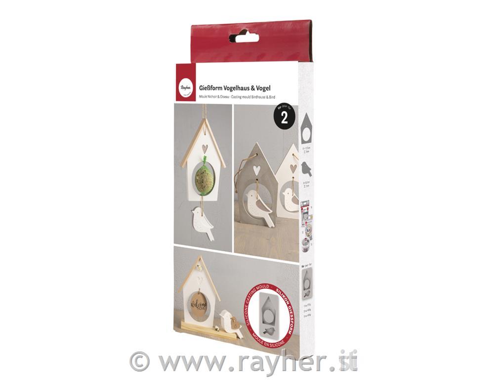Silicone Casting mould Birdhouse + Bird2 shapes, box 1pc