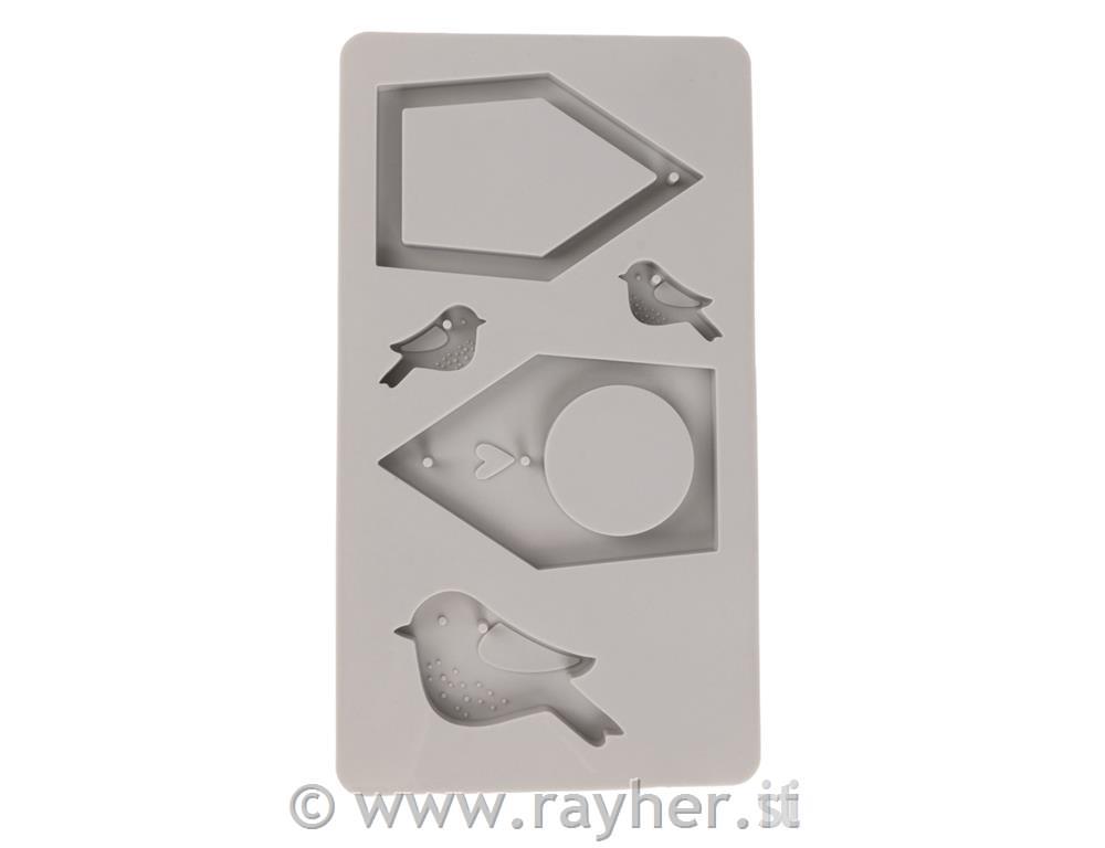 Silikonski kalup Ptičja hišica in ptica