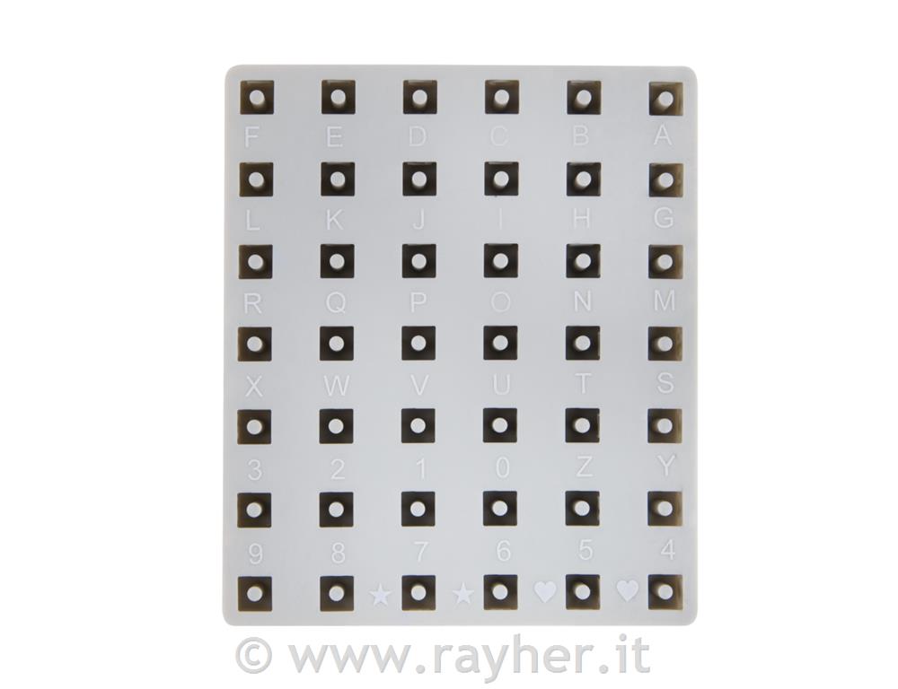 Silicone mould Letter Beads inc. Numbers, 42 beads, 10x10mm