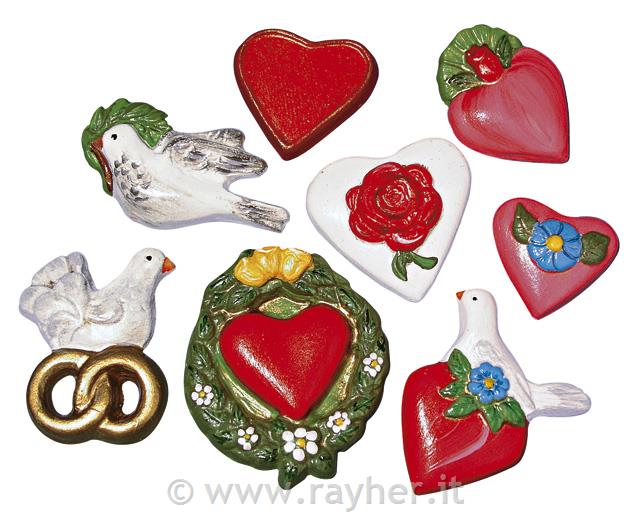 Kalup: srca in golobčki, 8 motivov, 3,5-7 cm