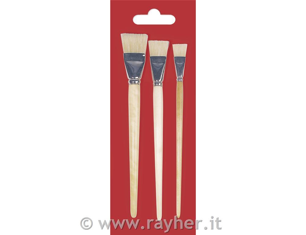 Set čopičev, naravne ščetine, 3 kom.