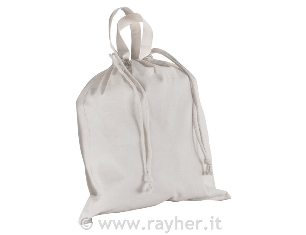 Borsa cotone c. cordoncino, non stampato, bianco, 40x42cm, bus.blis. 1pz