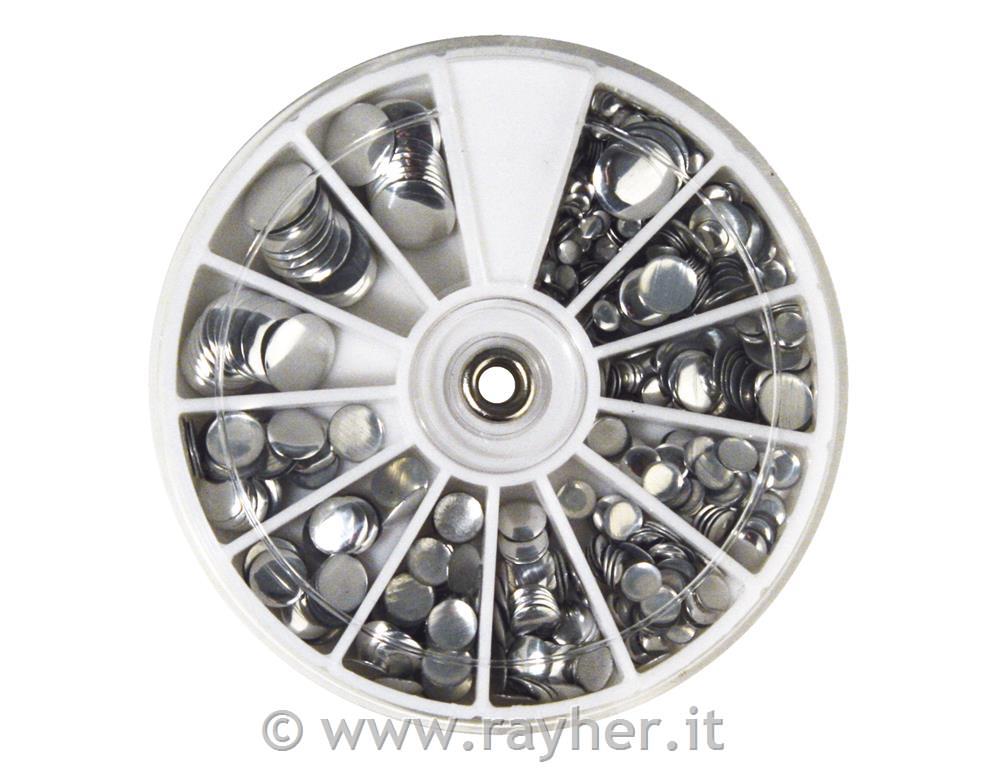 Kamenčki"Hotfix-rivet", 3-10 mm, srebrni, 560 kosov