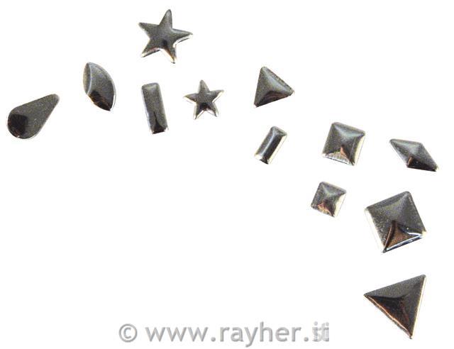 Hotfix-rivetti, forme miste2,5-10 mm, assortito, box 420pzargento