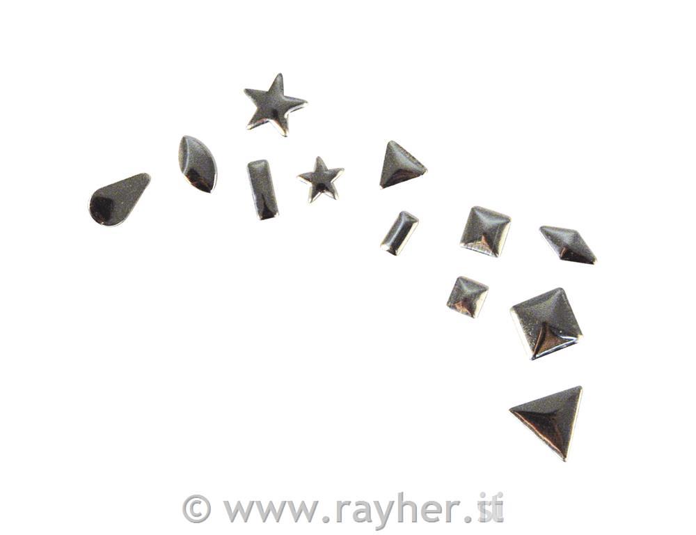 Hotfix-rivetti, forme miste2,5-10 mm, assortito, box 420pzargento