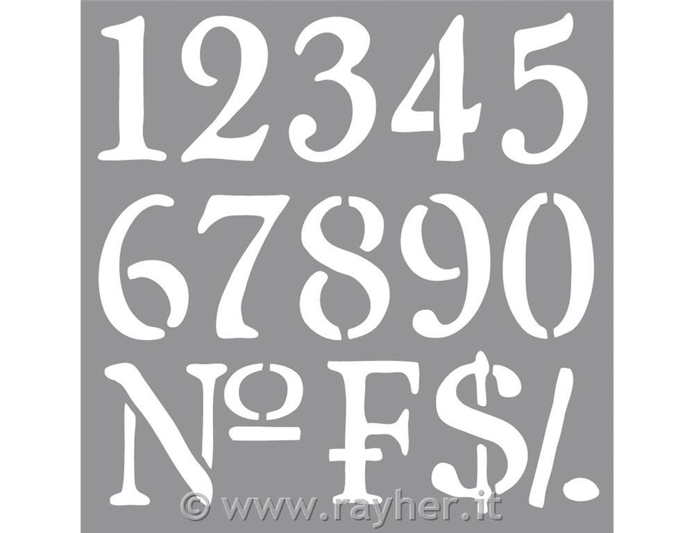 Stencil Numbers, 30.5x30.5cm, tab-bag 1
