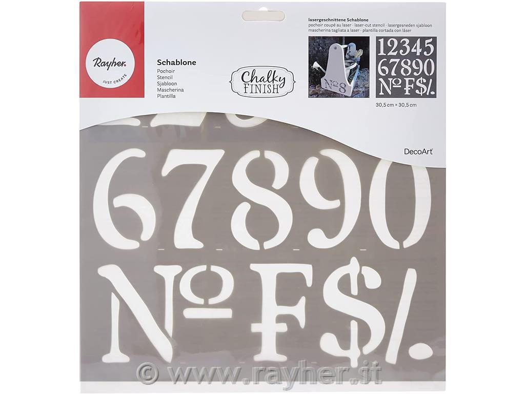 Stencil Numbers, 30.5x30.5cm, tab-bag 1