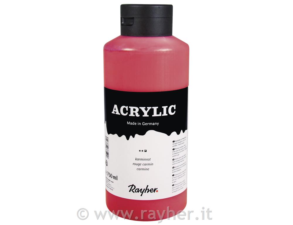 Acrylic, rosso carminiocolore acrilico per artisti, flacone 750rosso carminio