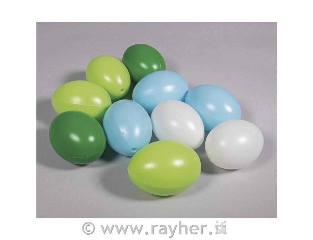 Uova di plastica, 6cm, blu-verde, set 10