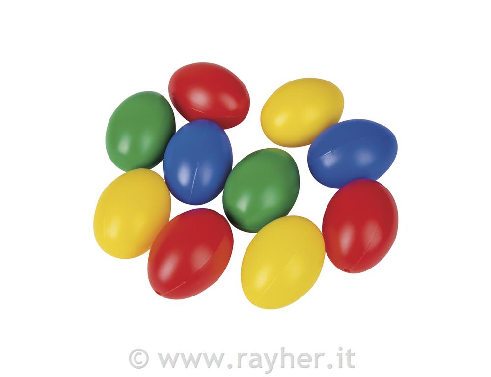 Uova di plastica, 6 cm4 colori assortiti, busta 10 pz