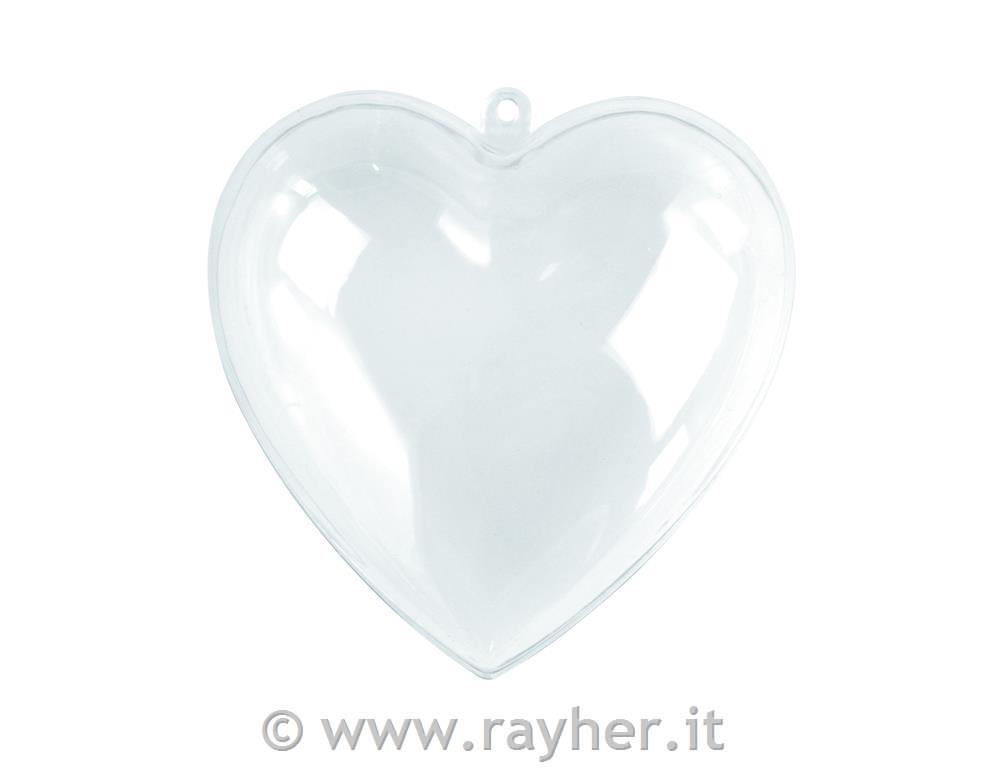 Plastično srce, dva dela, 8 cm, prosojno