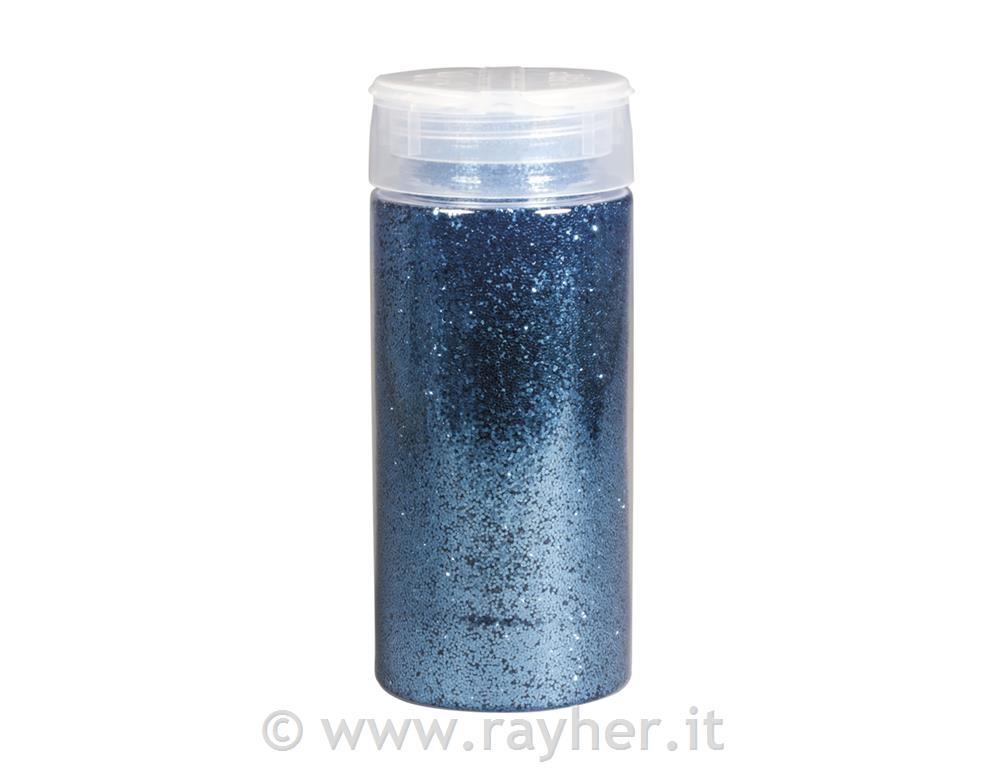 Brillantini, blu medio, scatola 110 g, PET