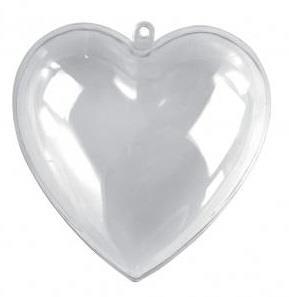 Plastic heart, 2 parts, 10 cm, crystal
