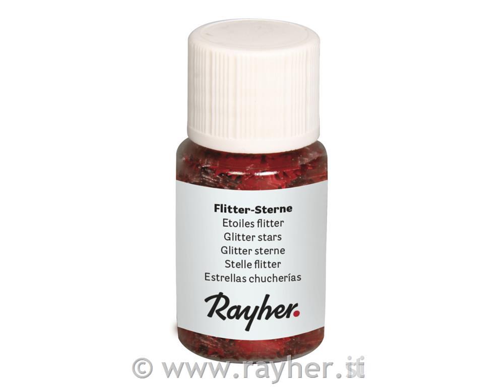 Stelle flitter, 3mm oPET, flaconcino 10mlrosso classico