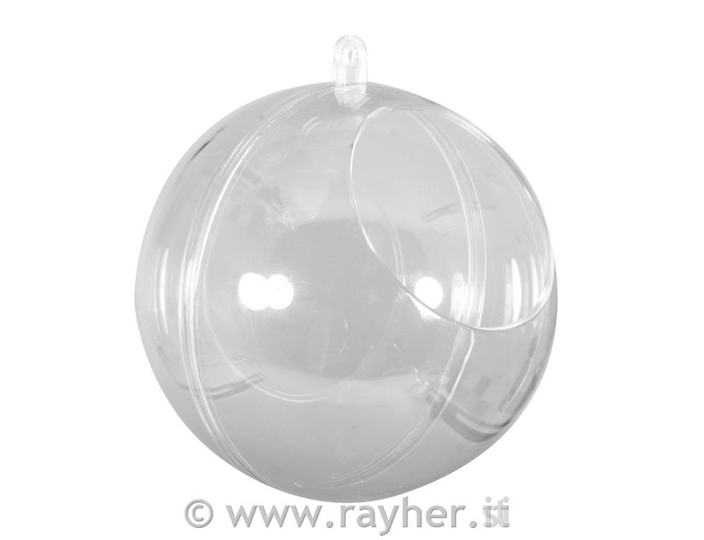 Sfera plastica, 2pz, 10cm ocon ritaglio o6cmcristallo