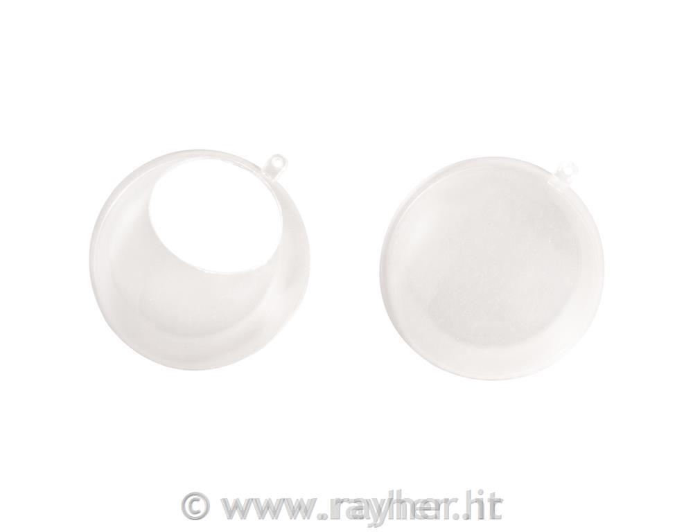 Sfera plastica, 2pz, 10cm ocon ritaglio o6cmcristallo