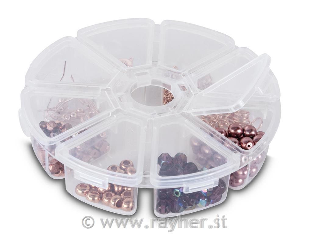 Box assortimento tondo con manico, 13cm, 23cm, incl. 6 inserti á 8 scomparti
