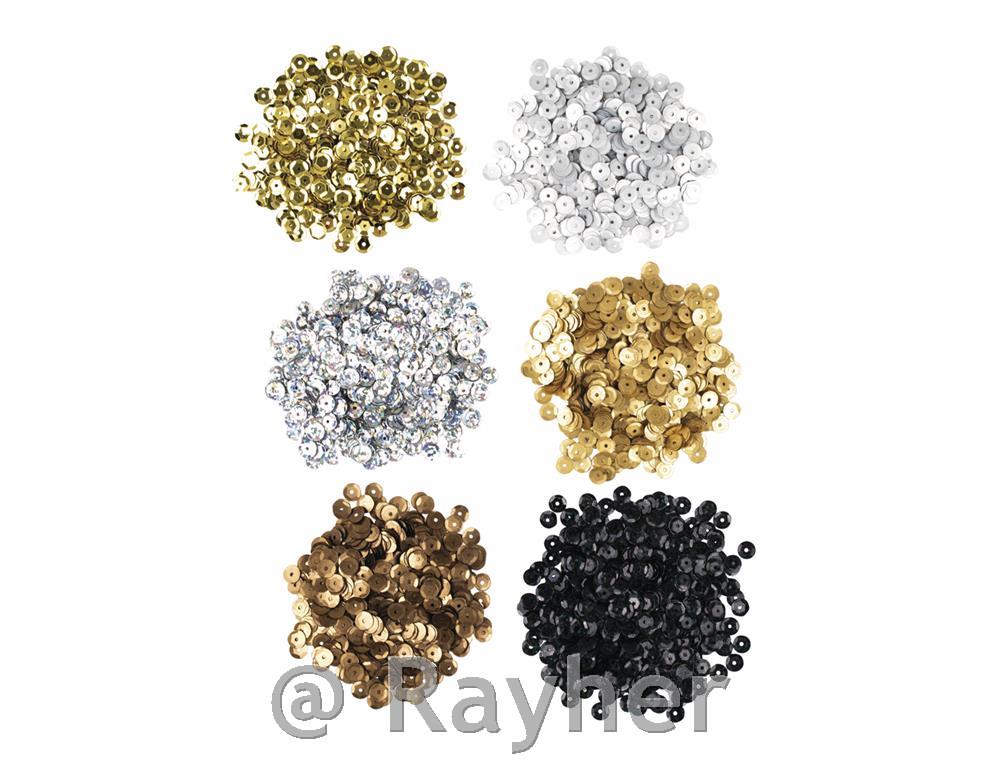 Paillettes mix"Glam", 6mm o, 6 colori á7g, cartoncino blis. 42g