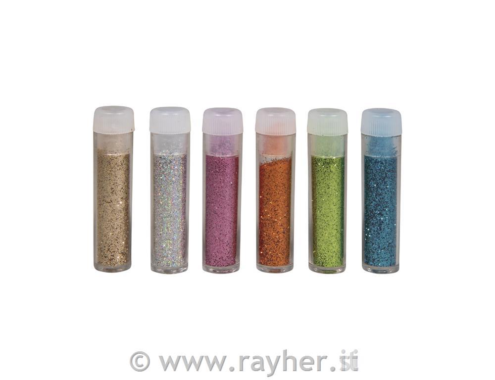 Bio-Glitter colour assortment, rainbow, 6 colours, 2g of each, 12g