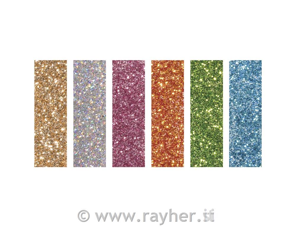 Bio-Glitter colour assortment, rainbow, 6 colours, 2g of each, 12g